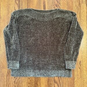 Pure Jill Dark Brown Boat Neck Velour Sweater Size XSP